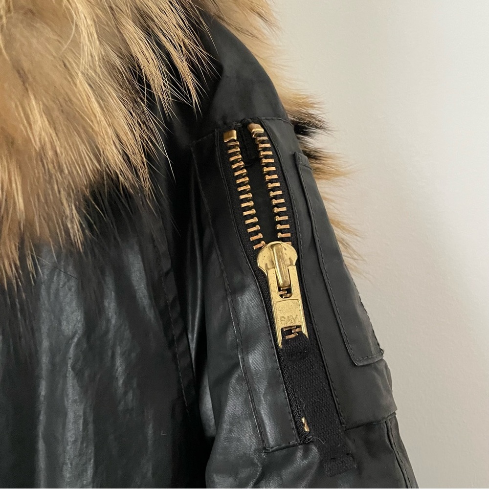 SAM. Black Puffer Jacket with Fur Trim - Picture 14 of 16